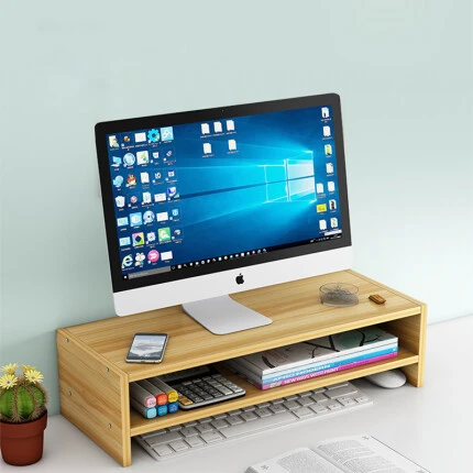 万事佳（WANSHIJIA）电脑显示器增高架底座加高置物架子办公室用品整理桌面收纳神器支架 樱木色